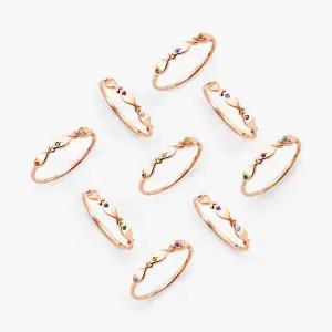 [비앤비골드] '하나뿐인 나만의 행운반지' 18K 세마리 물고기 3큐빅 탄생석 커스텀 반지