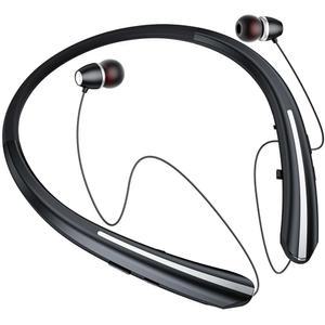 [미국배송] 블루투스 헤드폰 넥밴드 접이식 헤드셋 무선 스포츠 이어버드 노이즈 캔슬링 스테레오 이어폰 마이크 IPX5 스웨트프루프 아이폰호환 안드로이드 삼성호환 PC(블랙)와 호환 가능