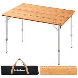킹캠프 높이 조절식 접이식 테이블 4겹 대나무 캠핑 야외 휴대용 RV 캠프 자동차 뒷마당 게이트 비치용