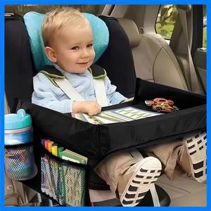 여러 개의 보관 포켓이 있는 접이식 및 확장형 카시트 여행용 트레이 - 비행기 자동차용 경량 벽걸이형 디