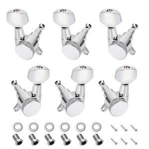 [미국배송] 밴웍스 3L3R 기타 잠금 튜닝 페그 18:1 비율 밀폐 줄 키 기계 3X3 레스폴 LP SG 일렉트릭 또는 어쿠스틱 팩 6 JT/ZSJXQ-04 크롬용 45도 고정 태그 포함