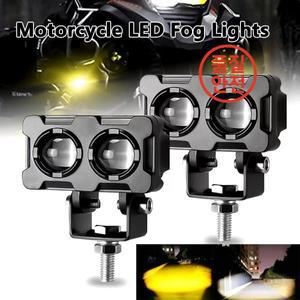 1PC 오토바이 LED 렌즈 스포트라이트 이중 보조 안개등 듀얼 컬러 화이트 옐로우