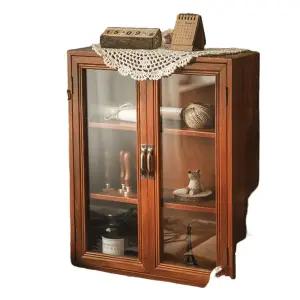 원목 레트로 우드쇼케이스 소품보관 장식장 미니수납장 옛날 엔틱찬장