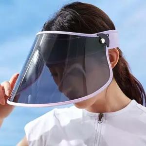 자외선차단 와이드 챙 돌돌이 휴대용 썬캡 (퍼플)