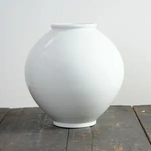 박수재 수공예 달항아리 유광 5호 40cm 대형 소품 돌상 화병 풍수지리