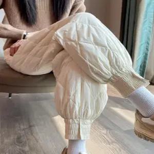 여성패딩바지 방한바지 가을 발목 쌀 흰색 M