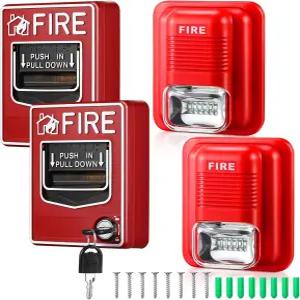 릴렉스위크 4개 화재 경보 풀 스테이션 사이렌 12개 /24V DC 사운드 및 조명 비상 듀얼 액션 수동 호출