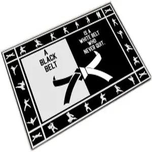 가라테 블랙 벨트 환영 도어매트 야외 실내 무술 매트 장식 도어 러그 태권도 유도 선물 애호가를 위한