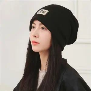 여자 겨울모자 기모안감 캐주얼 비니 패치 골지