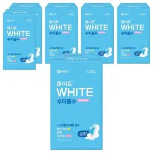 화이트 수퍼흡수 데일리 학생 직장인 생리대 날개형 중형 36개입 6개