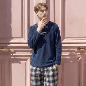 레노마 남성 체크 밍크 스판 9부 이지웨어 상하의 세트 NY