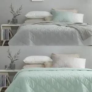 베스트) 프리미엄 고밀도면 호주산 양모 스프레드 겸 이불 S Q 화이트 그레이 민트)