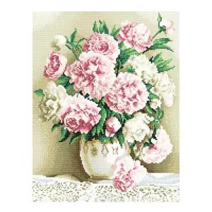 명화풍경 모란 화병 보석십자수 패브릭 40x50cm