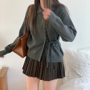 파즈니 리본 하이넥 니트가디건