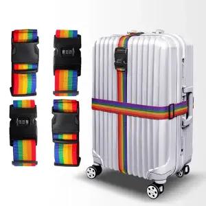 루나버블 4개-1세트 여행용 캐리어 가방 고정 잠금 벨트 밴드 [일반형 비밀번호형] 크로스 십자 길이조절 다용도스트랩 여행용가방 케리어 보완 좌물쇠 안전 고정 끈 잠금밴드 스트랩