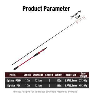 YOOFISH EGITAKO Carbon 170MH/H 2 섹션 문어 낚싯대 Tianium Tip 오징어 낚시 캐스팅 막대 보트