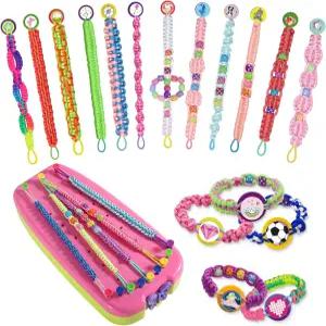 6-12세 소녀를 위한 Suu66 우정 팔찌 만들기 키트 - 머리띠 열쇠고리 창의적인 생일 선물을 DIY 공예 핑크