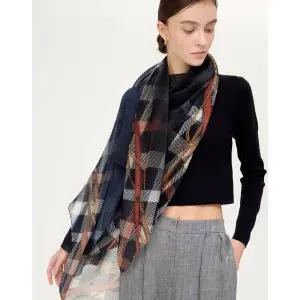 닥스 DAKS [선물포장쇼핑백동봉] 블랙 체크 플리츠 숄 스카프 DCSC6E776 908855