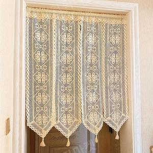 북유럽 크로쉐 포인트 커튼 가리개커튼 에스닉 바란스커튼 레트로 가리개 가리개커튼, 망사
