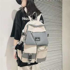 [콩심팥심]그레이 백팩 캐주얼 무지 대학생 중학생가방 대학생백팩 여자백팩