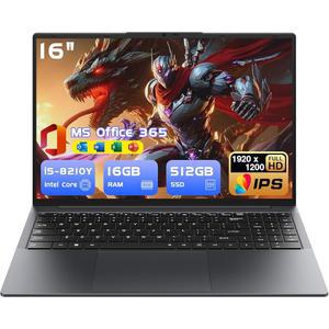 16인치 노트북 컴퓨터 코어 Win11 i5 BT5.0 Wi-Fi RAM HDMI SSD 백라이트 키보드 RJ45 10 FHD Office 디스플레이 512GB 1920 365 최대 16 x Pro USB 포함 16GB 6GHz PC 1200 게이밍 A MS