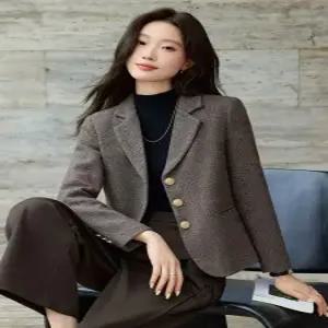 루타꽁몰 여성 정장 자켓 코튼 울 코트 봄 가을 쇼트 상의 캐주얼 HO3