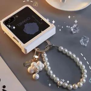 갤럭시 Z플립7 FE 6 5 강화유리 블링블링 힌지케이스 진주스트랩