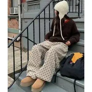 신상 고퀄하트 양털 도트 팬츠