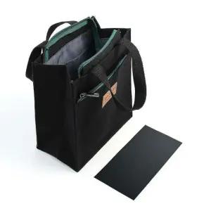 지퍼형 에코백 블랙 25x28.5cm 패브릭 토드백 캐주얼 데일리