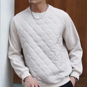 남성 기모 맨투맨 다이아 라운드 퀼팅 남성 패딩 맨투맨 겨울 티셔츠