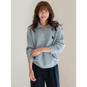 [하프클럽/]퍼피 자수 카라 루즈핏 니트_DS5B265