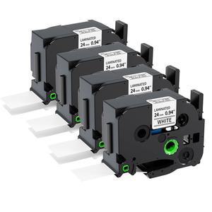 마크도메인 TZ 테이프 24mm 0.94 브라더 P터치 라벨 TZe-251 블랙 온 화이트 교체용 PT-D600 PT-D610BT PT-P710BT P910BT, 4팩