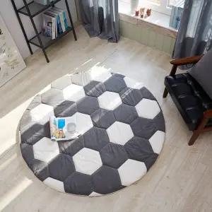 바이누베 천연광목 축구공무늬 원형카페트_라텍스27MM