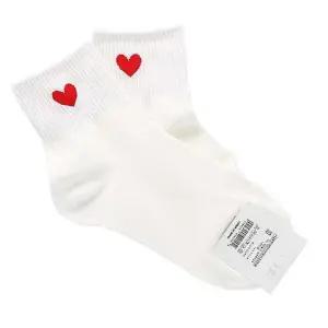 여성 하트 양말 백색 3켤레 여학생 디자인 고등학생 디자인