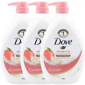 도브 화이트 피치 리밸런싱 바디워시 복숭아 1L 3개