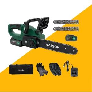 나리온 무선 전동체인톱세트 12인치(30cm) 브러쉬리스 21V 5.0Ah 배터리2개 전기톱 공구