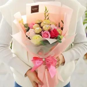 기념일 2컬러 초콜릿 꽃다발 페레로로쉐 비누꽃 선물 입학식 졸업식 여자친구 선물