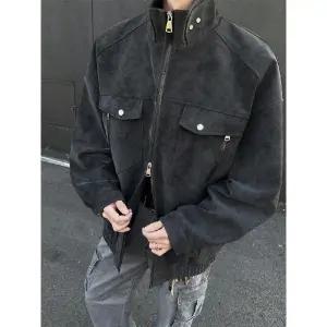 엘럽 남성용 항공 점퍼 PU가죽 코트 추동 차이나카라 빈티지 가죽 재킷 의류 힛템