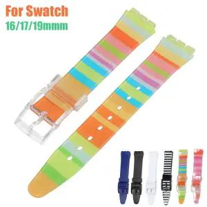 16mm 17mm 19mm 실리콘 고무 시계줄 스와치 스트랩용 컬러풀 젤리 컬러 팔찌 교체용 여성 스포츠 손목 밴드