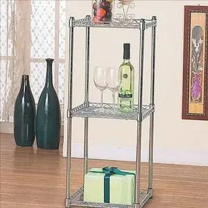 다용도 메탈 진열장 미니 철제 선반 3단 선반장 가정용 거실 다용도 메탈 진열장