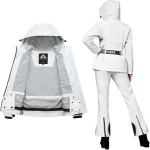 하이킹 및 겨울 활동을 위한 여성용 방수 스키 재킷 방풍 스키복 세트 슬림 후드 레인코트