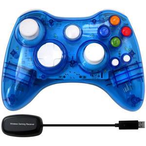 쿨 LED가 장착된 VAIR MUDO 무선 컨트롤러, Microsoft Xbox 360 및 PC용 충전기 장착(Windows 11 / 10 8 7), 조이스틱 듀얼 진동 게임패드(블루)