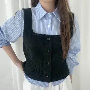 피오리 버튼 니트 뷔스티에