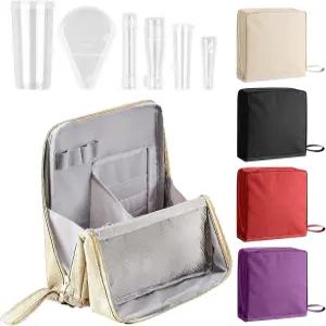 6개의 브러시 가드가 있는 LFZHAN 스탠딩 메이크업 백 정리함 여행용 대형 휴대용 프로텍터가 스탠드업