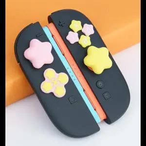 귀여운 별 모양 실리콘 소프트 D-패드 십자 버튼 ABXY 키 스티커 케이스 스위치 2/OLED NS Lite 조이콘 엄