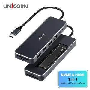 [유니콘] NVMe M.2 & 4K 미러링 HDMI 9in1 멀티외장하드케이스 USB허브+카드리더 SM-1200H