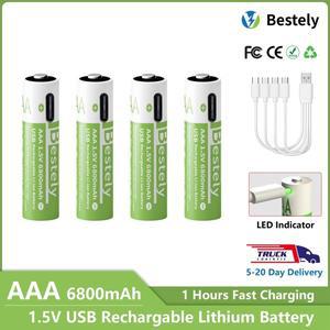 AAA 배터리 충전식 2000+ 사이클 1.5V 6800mAh 리튬 이온 Type-C 삼중 안전 오래 지속되는 전원