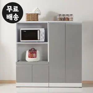 [벤티스가구]리보 주방 전자 렌지대 수납장세트 밥솥장 선반 레인지다이 예쁜(1200/그레이)