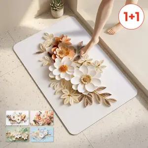 모니즈 [1 + 1] 로얄플라워 착시현상 규조토 발매트 간편세척 논슬립 매트 (총2개입)