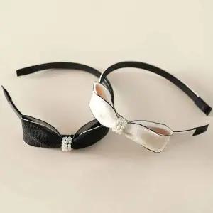 쉬폰 머리띠 얇은 헤어밴드 진주 리본 포인트 여자